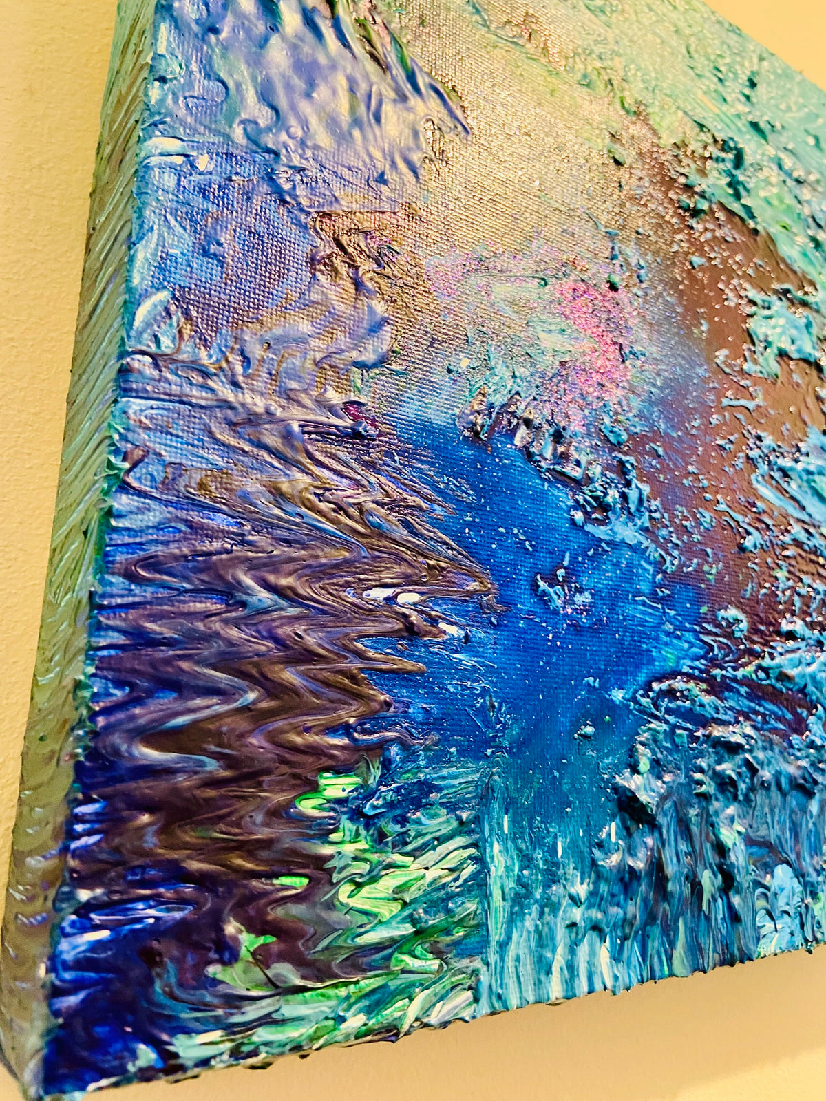 Island Reef ORIGINAL CANVAS PAINTING 25.4x25.4x3.5cm  by Margo Humphries