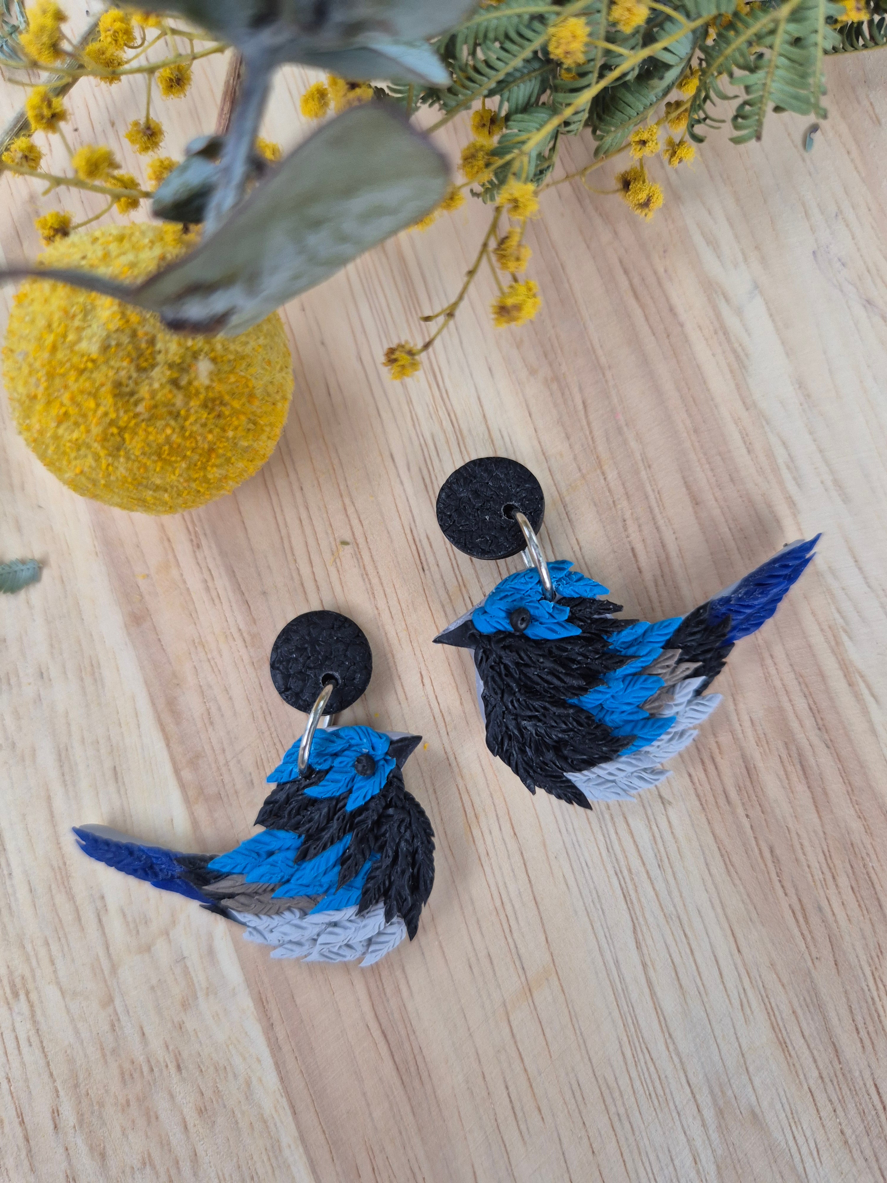 Billy Blue Wren Dangle Earrings (2 sizes available)