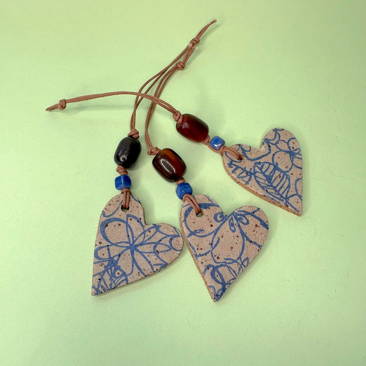 Ceramic handcrafted heart gift tags – set of 3 tags