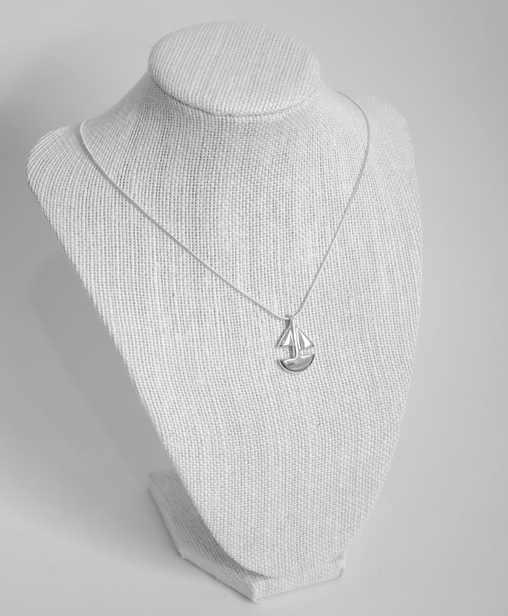 Limited Edition - Sailboat - Handmade Solid Sterling Silver Nautical Pendant with Snake Chain