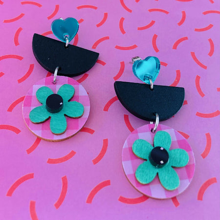 All the greens flower earrings