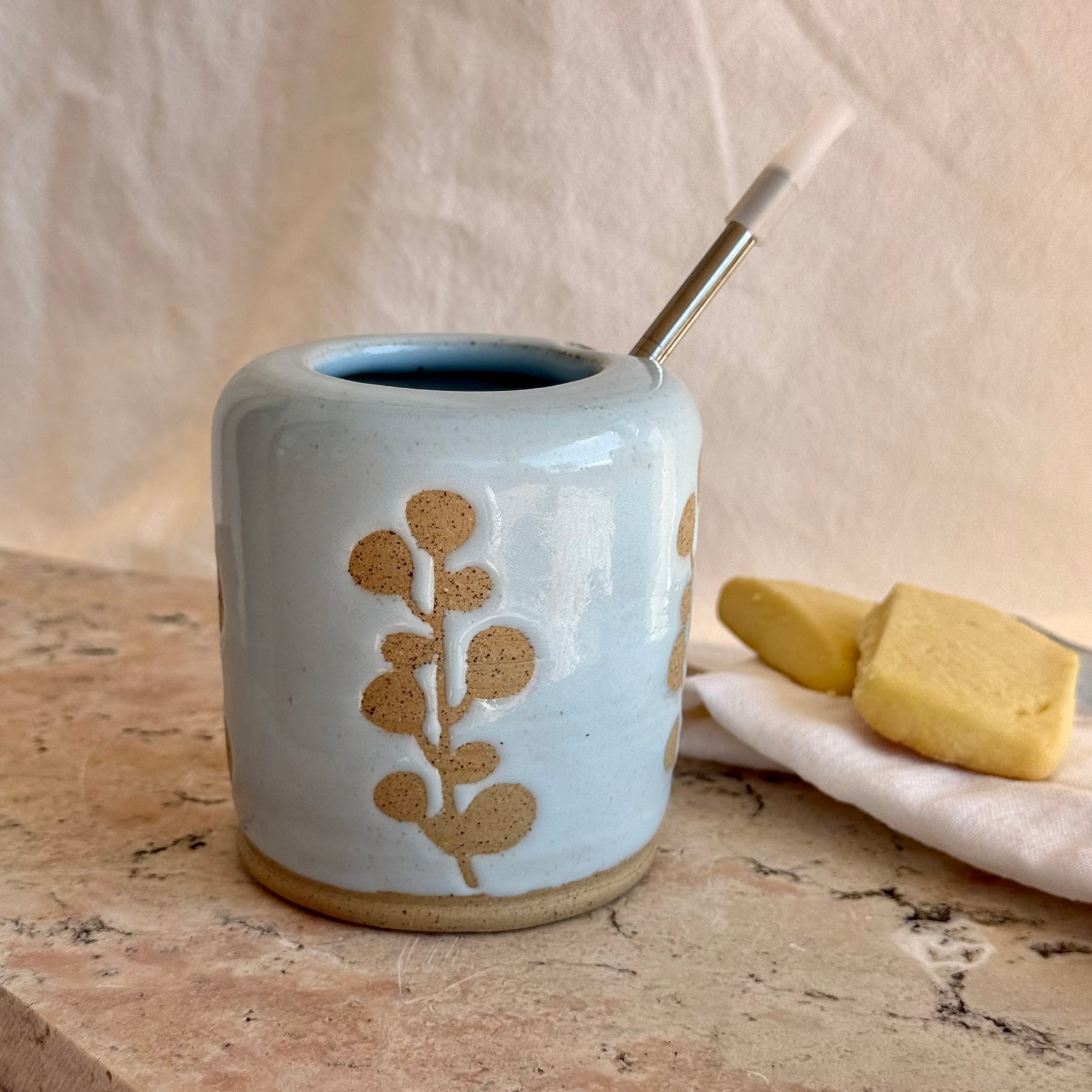 Blue Gum To Go Cup + Straw & Cleaner - Wheel Thrown Pottery