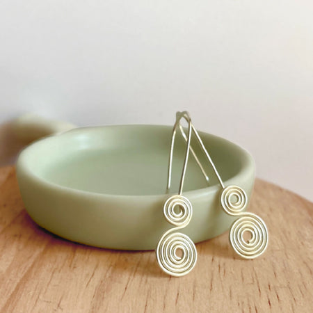 Double spirals drop earrings | Sterling silver | Celtic-inspired jewellery