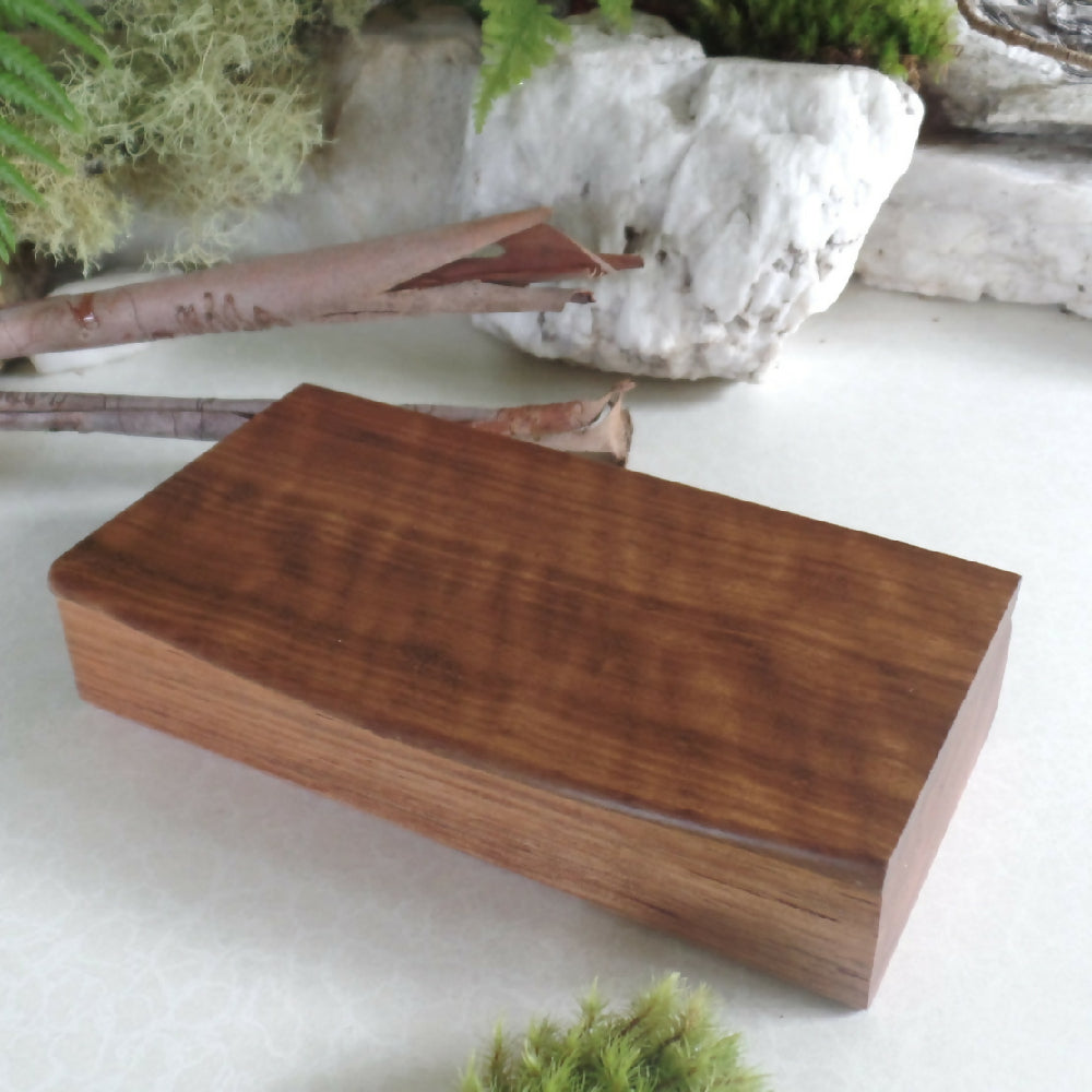 Larger Routed Wooden Box- Tasmanian Blackwood with Fiddleback lid.