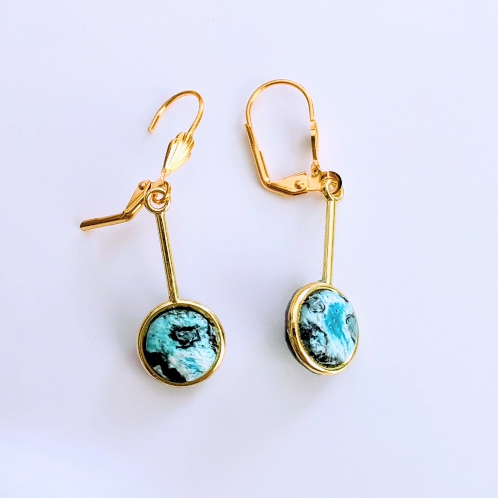 Aqua and Black Pendant and Earring Set