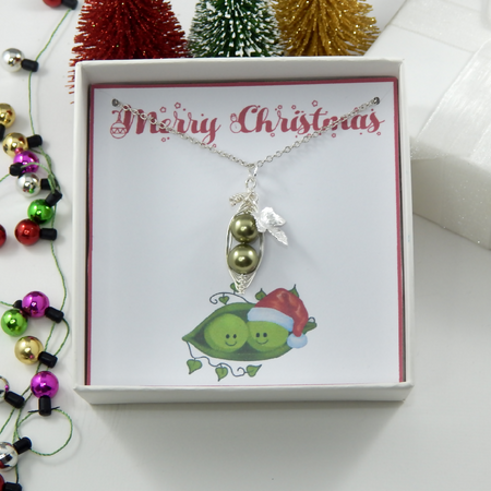 Two Peas in a Pod Necklace Christmas Gift