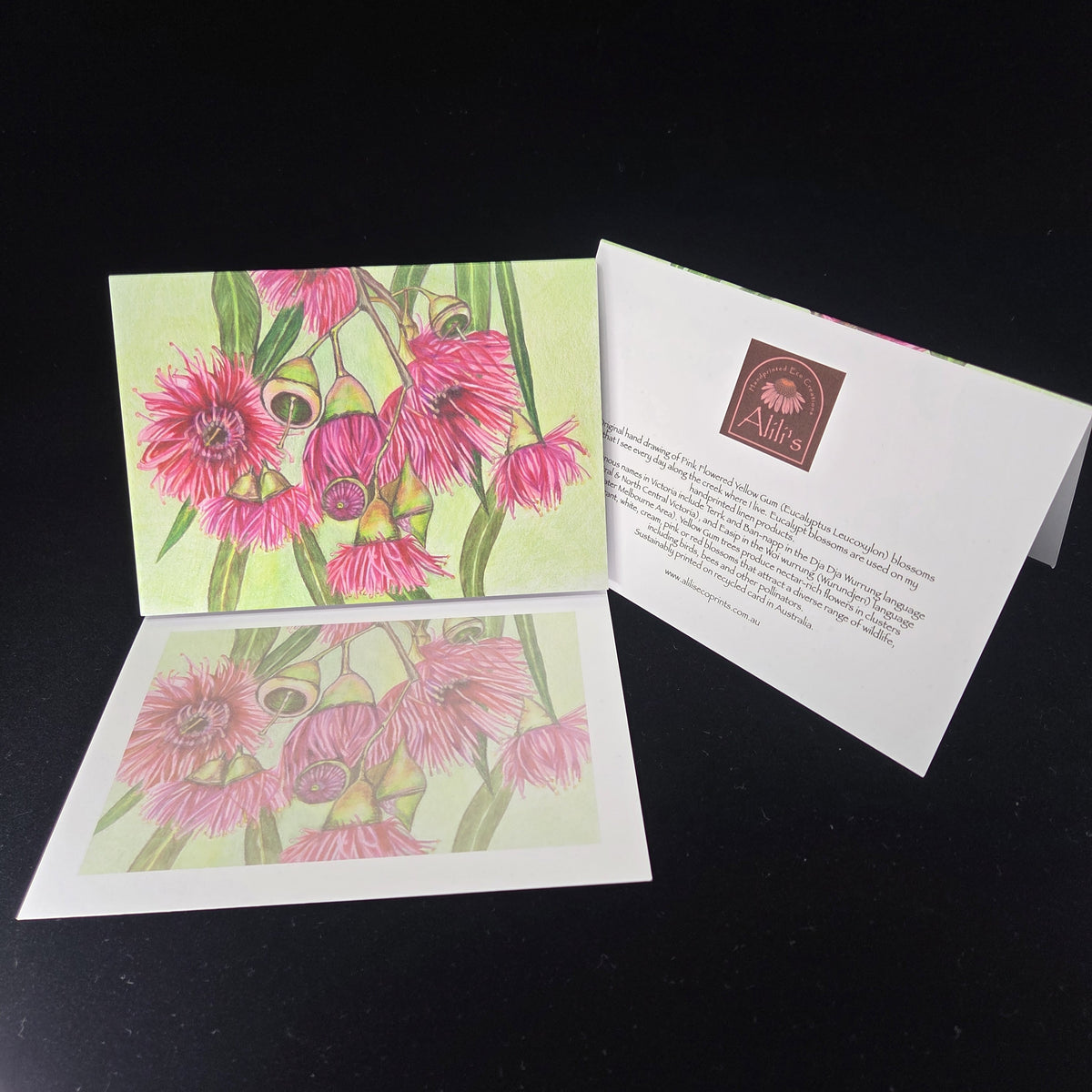Yellow Gum Blossoms Greeting Card (blank inside)- 5cm x 7cm (127mm x 178mm)