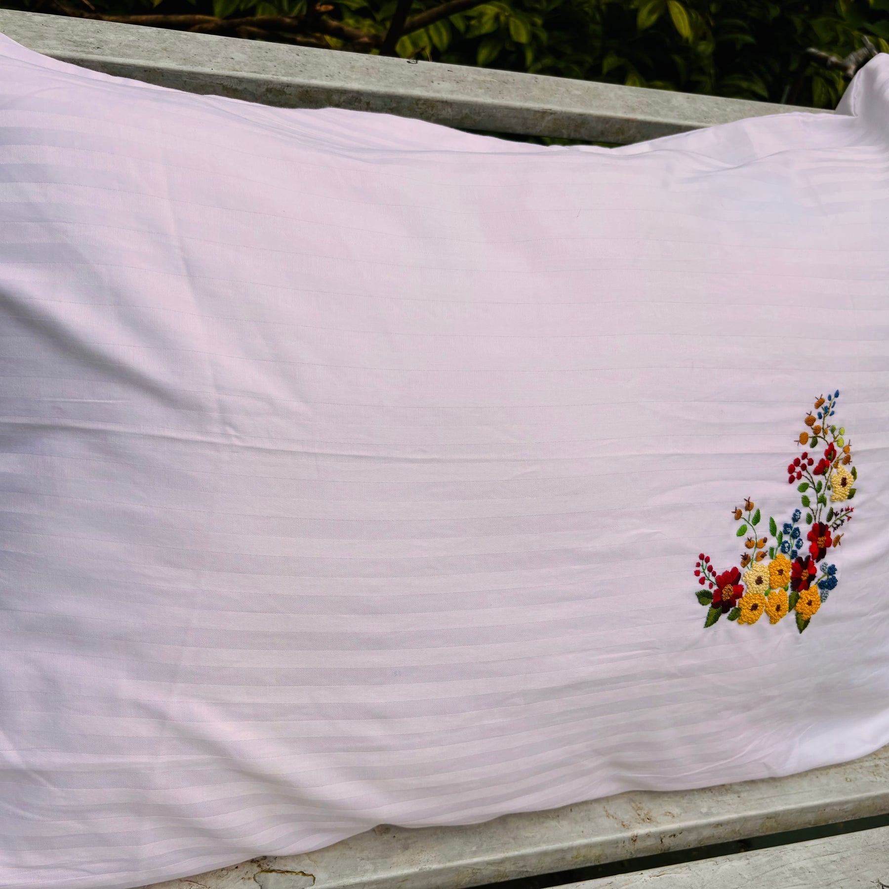 Set of 2 Flower Embroidery Pillow/Cushion Cover