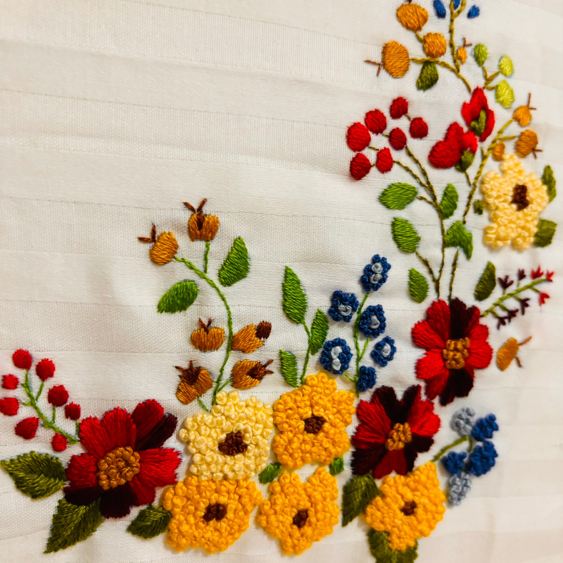 Set of 2 Flower Embroidery Pillow/Cushion Cover
