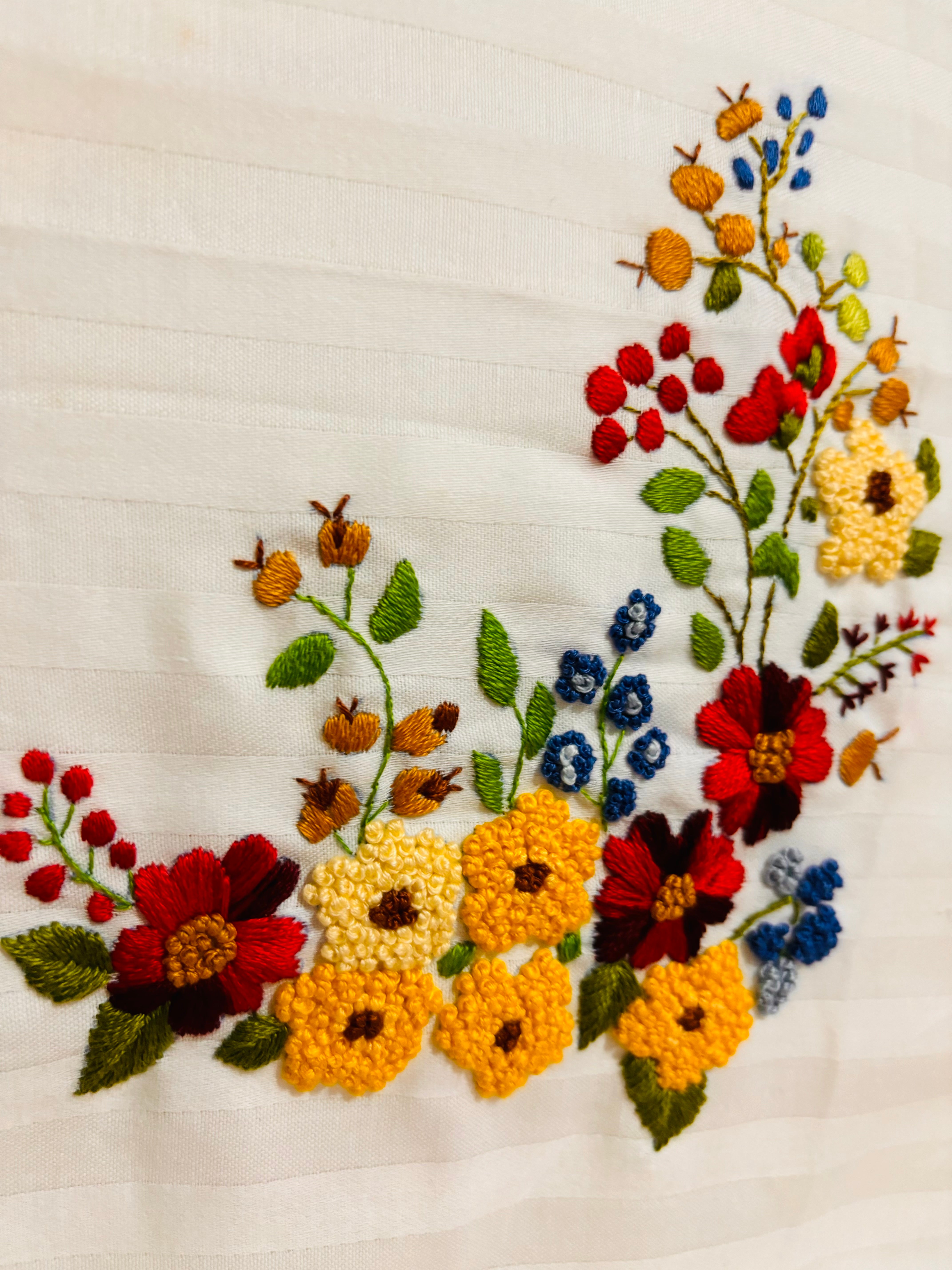 Set of 2 Flower Embroidery Pillow/Cushion Cover