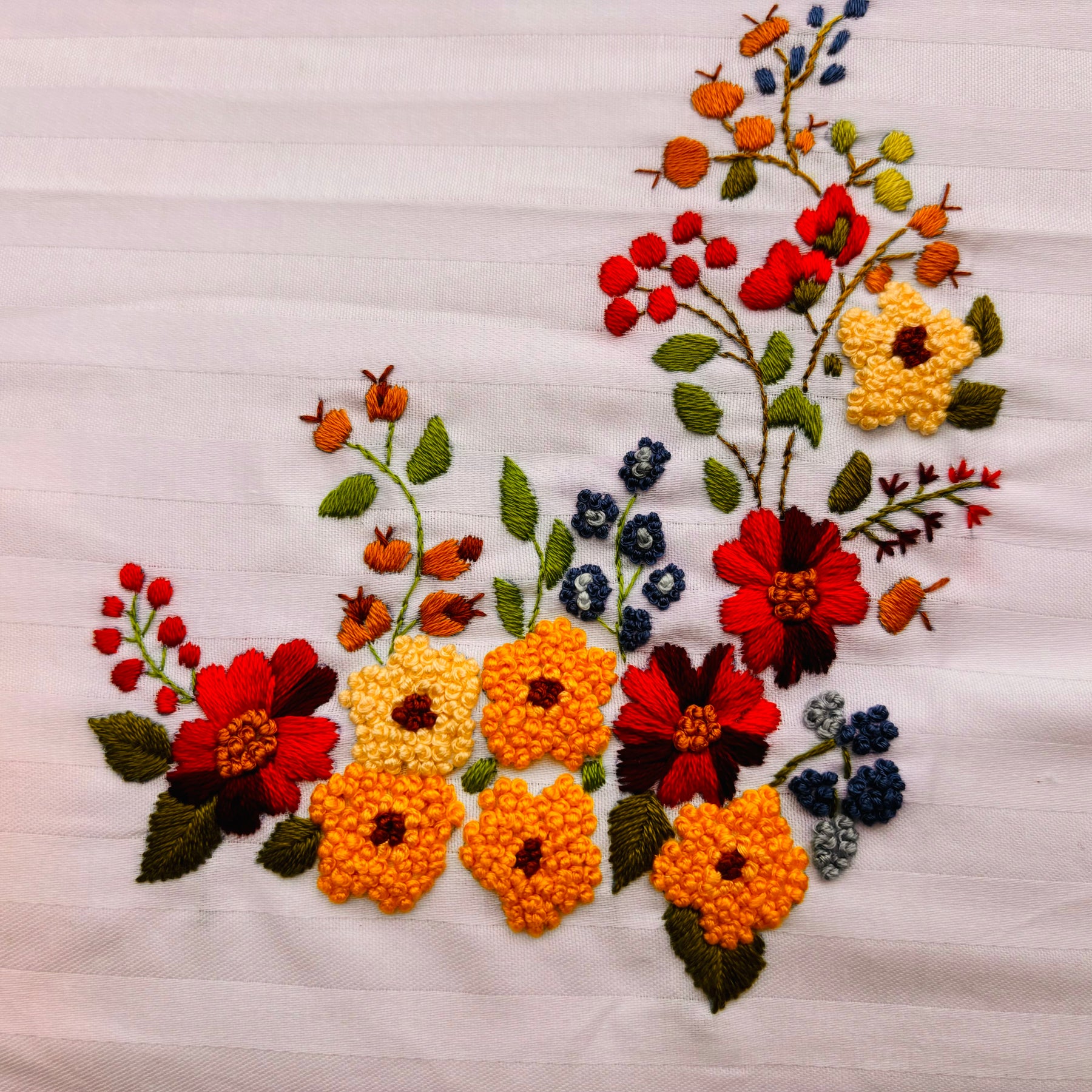 Set of 2 Flower Embroidery Pillow/Cushion Cover