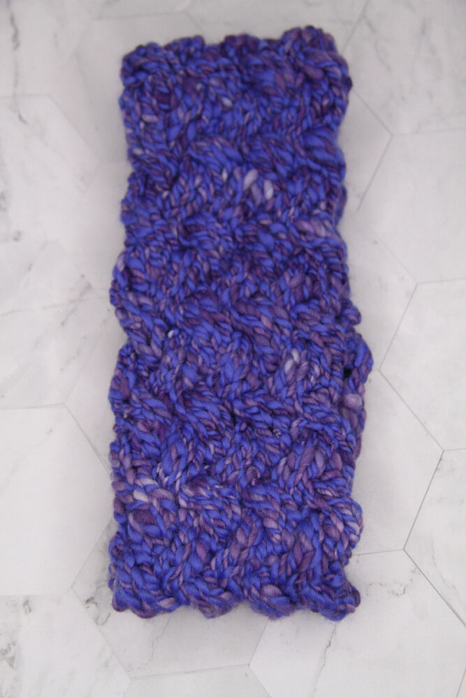 Hand knitted Wool Headband - Purple Passionfruit
