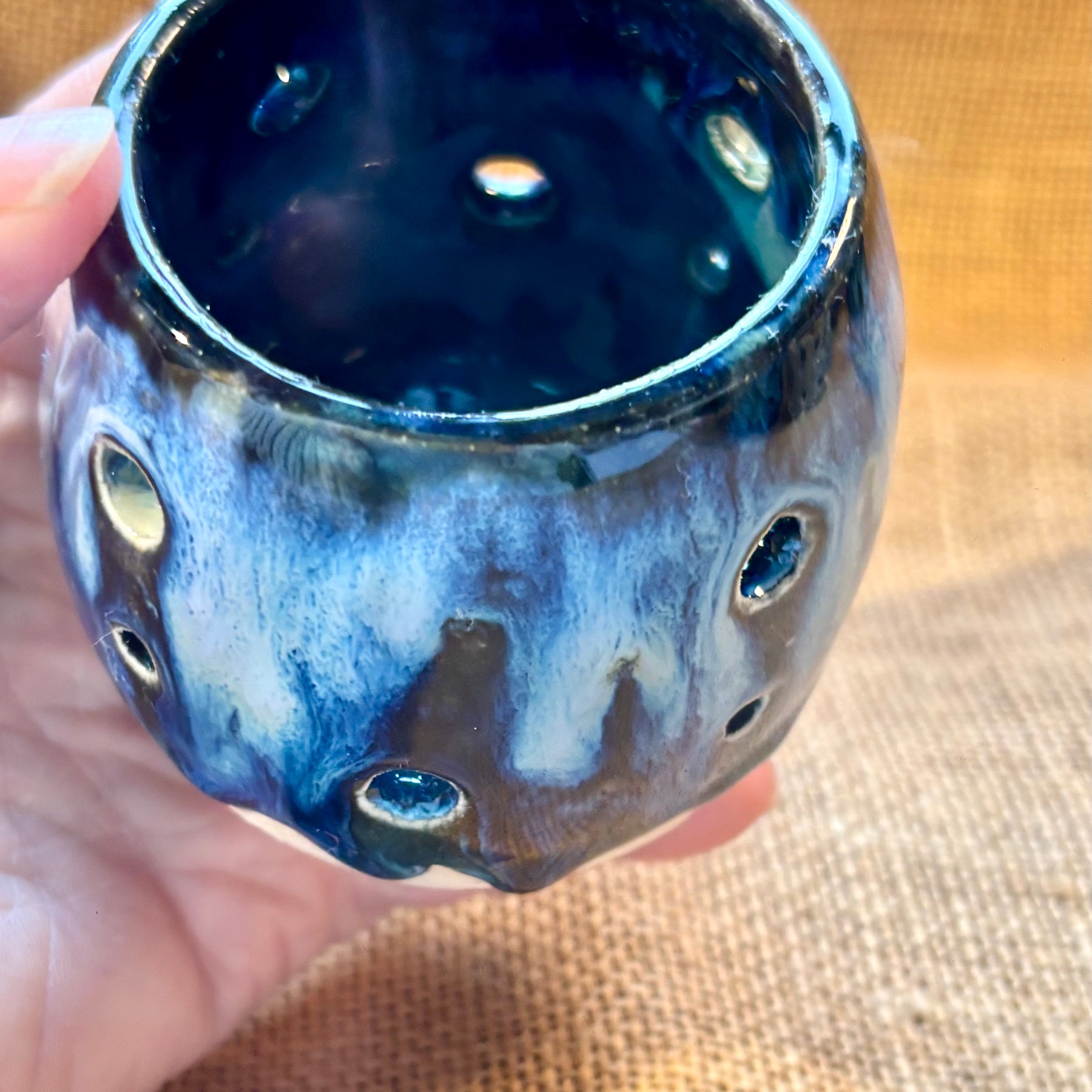Handmade pottery tea light holders