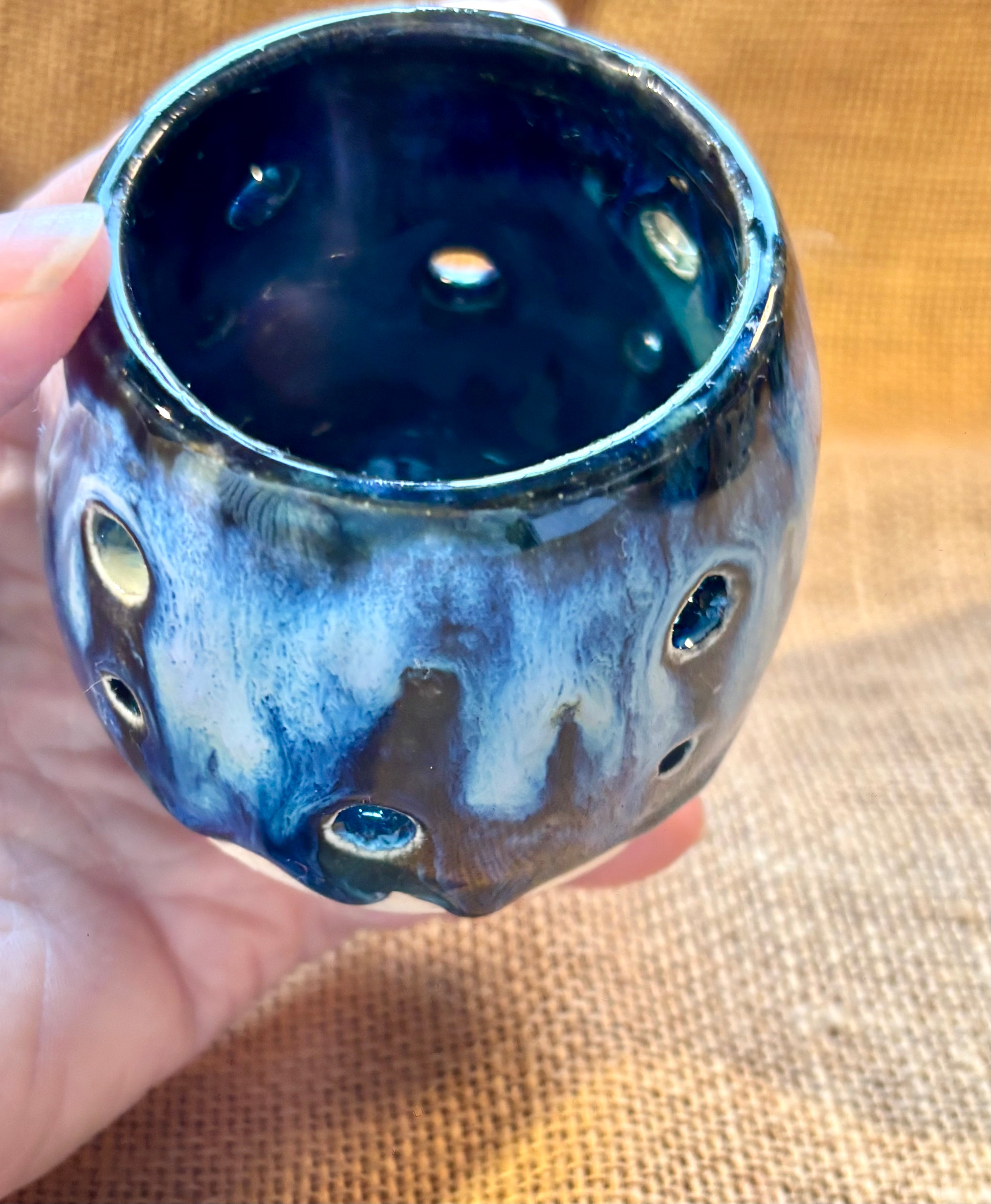 Handmade pottery tea light holders