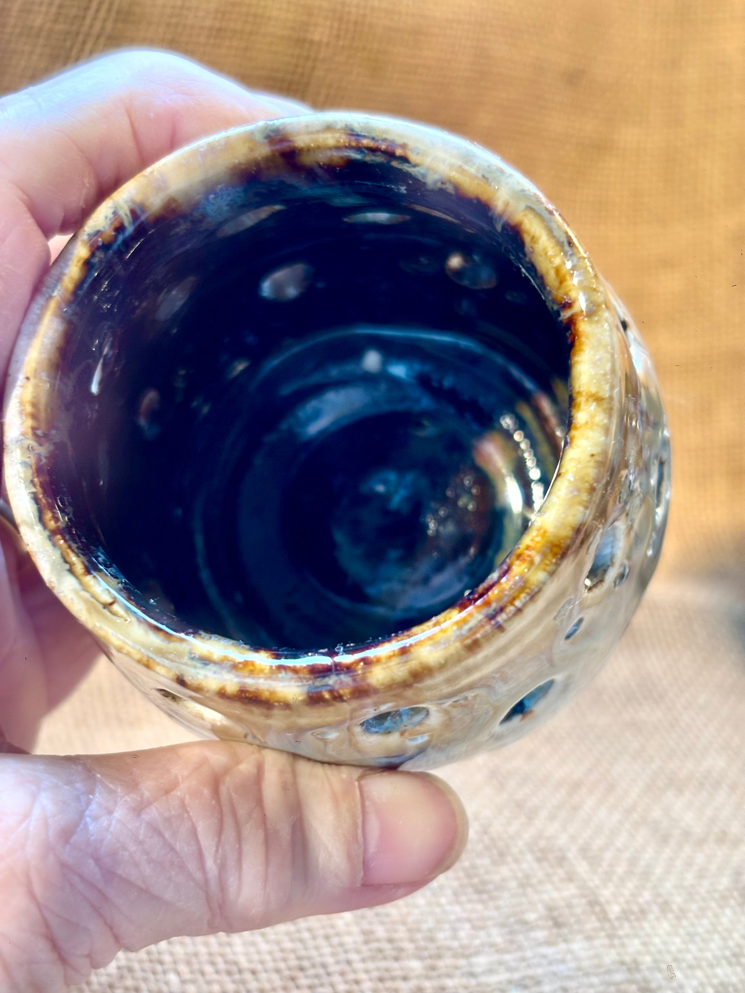 Handmade pottery tea light holders