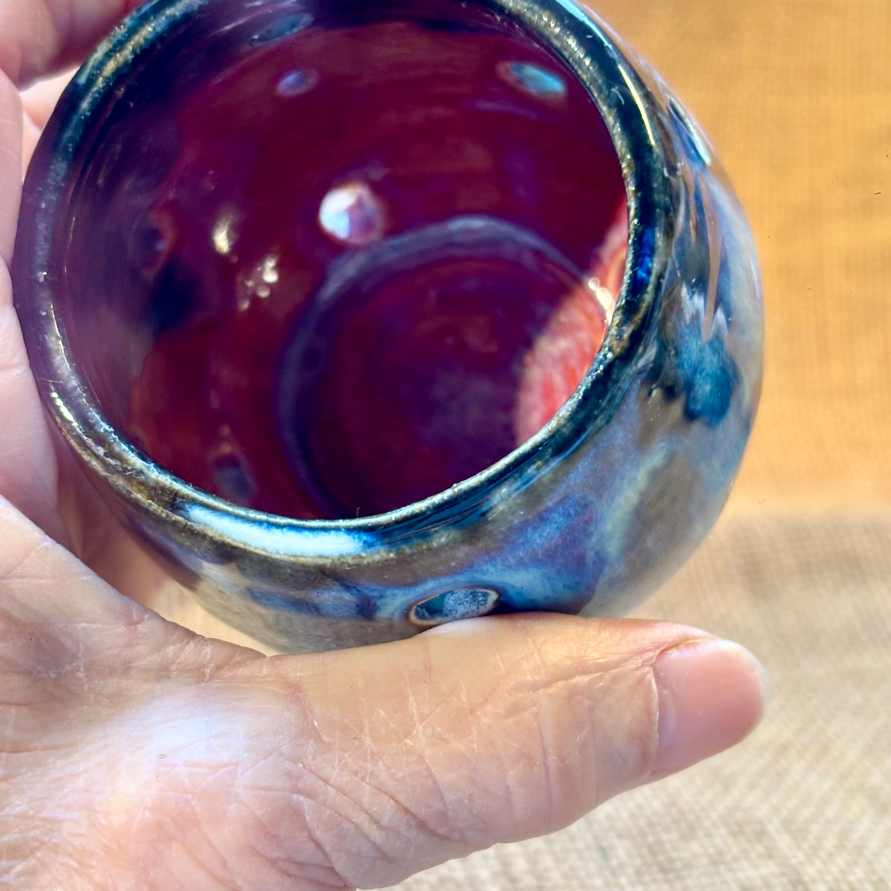 Handmade pottery tea light holders