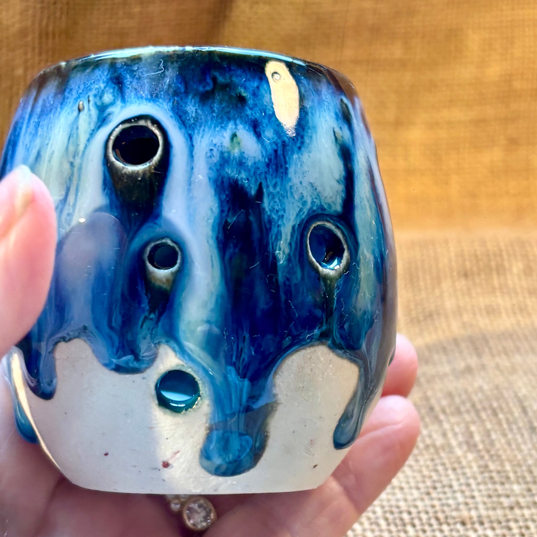 Handmade pottery tea light holders