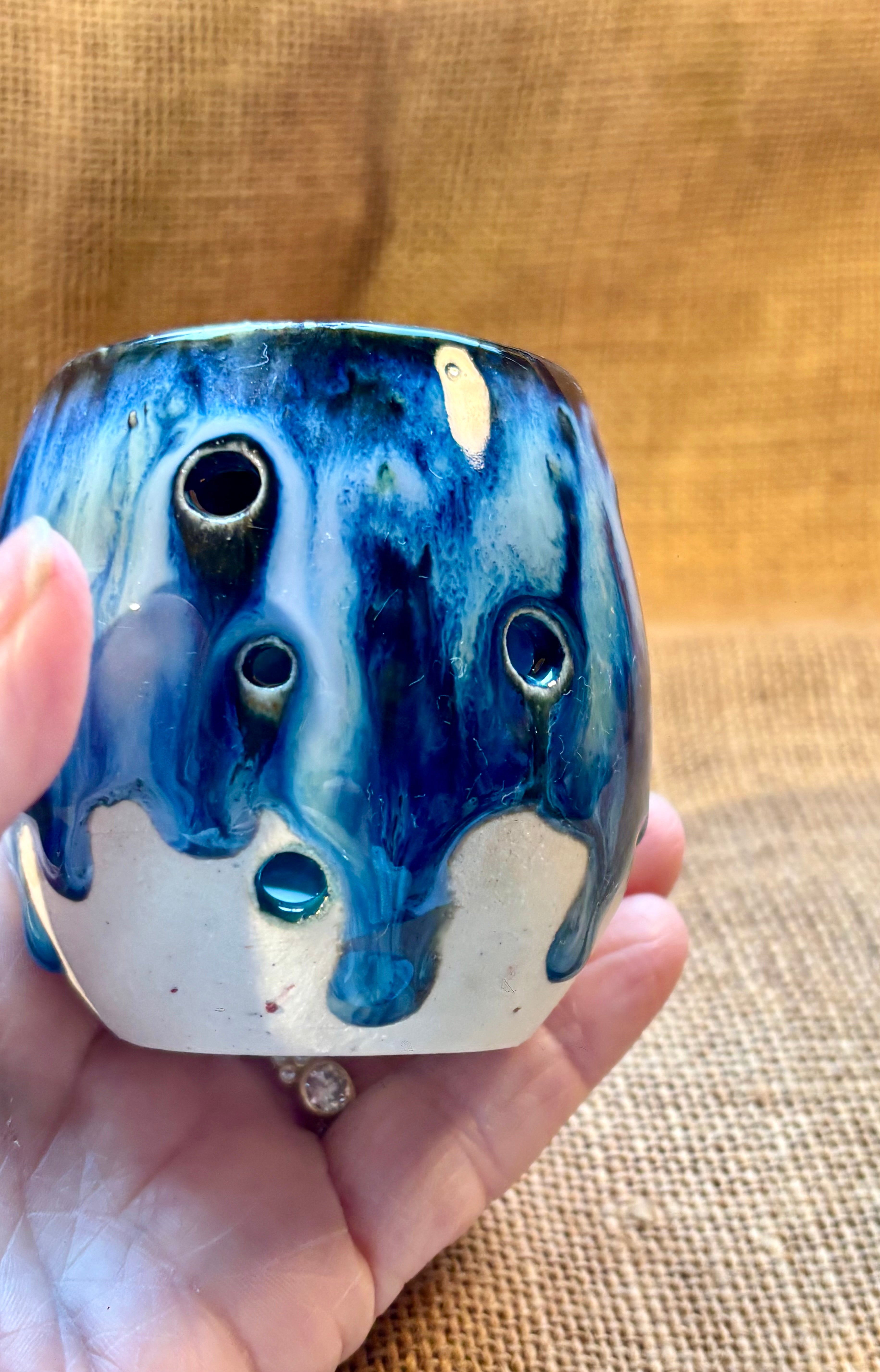 Handmade pottery tea light holders