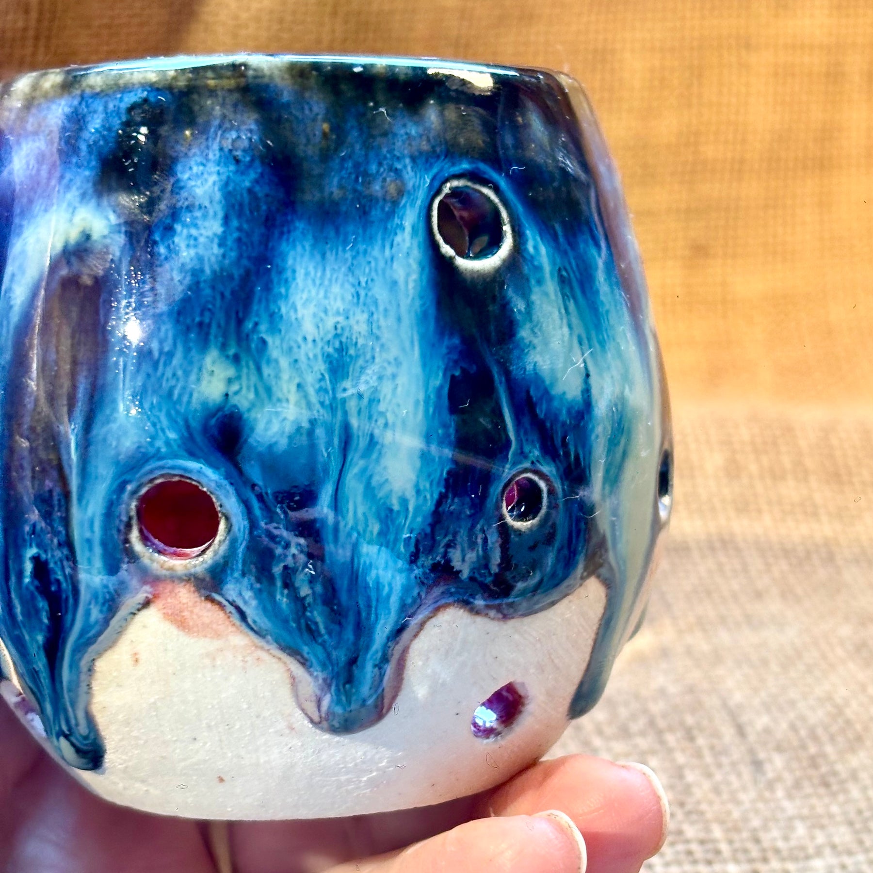 Handmade pottery tea light holders