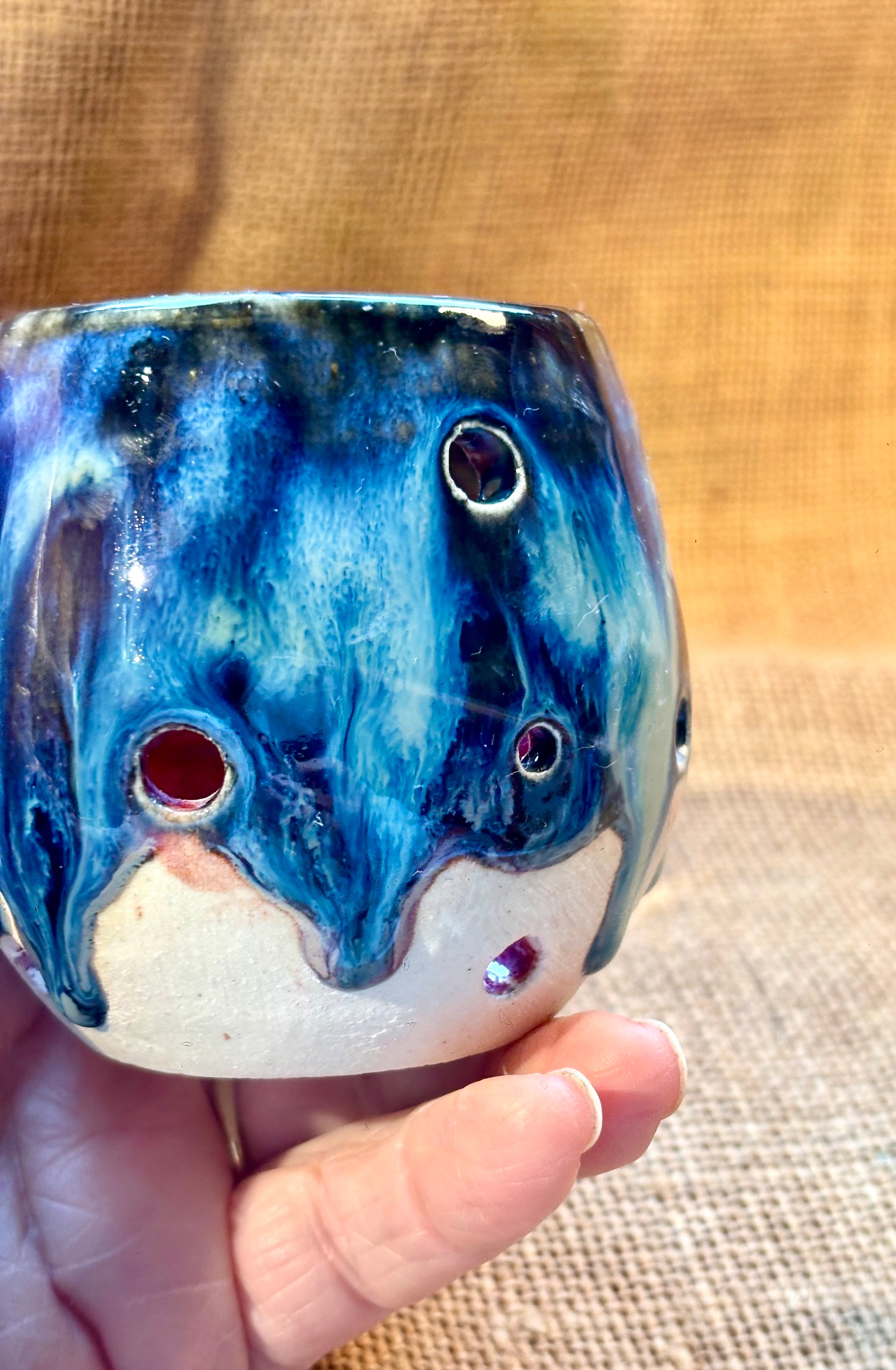 Handmade pottery tea light holders