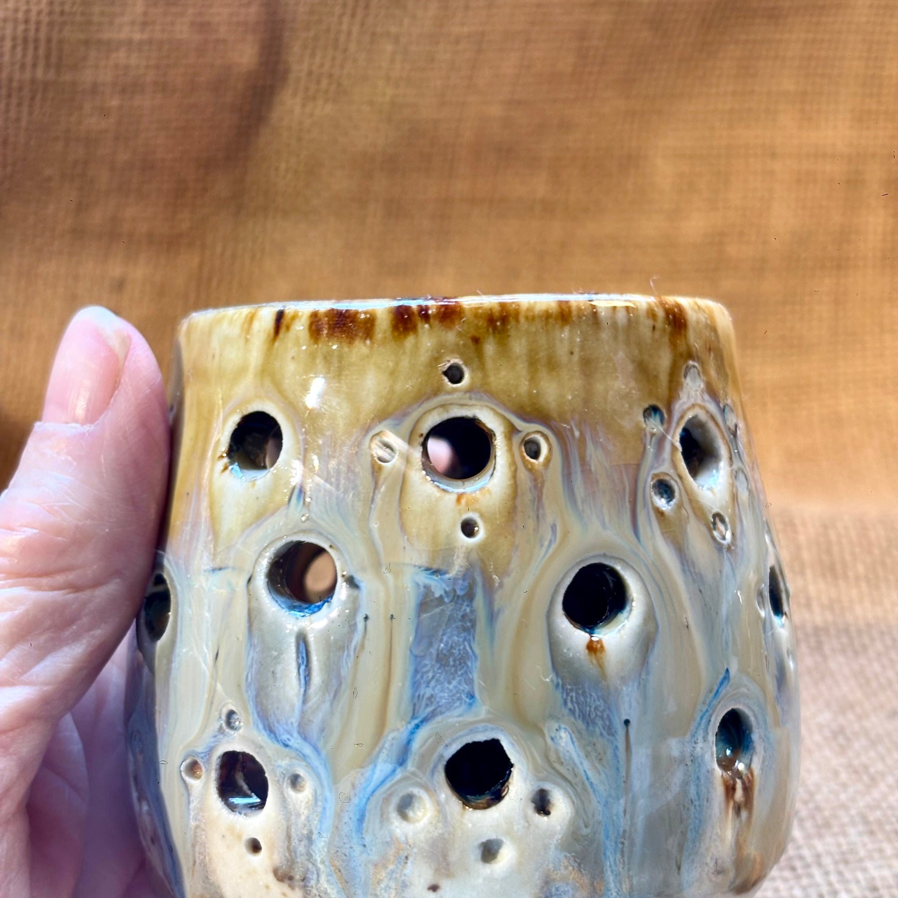 Handmade pottery tea light holders