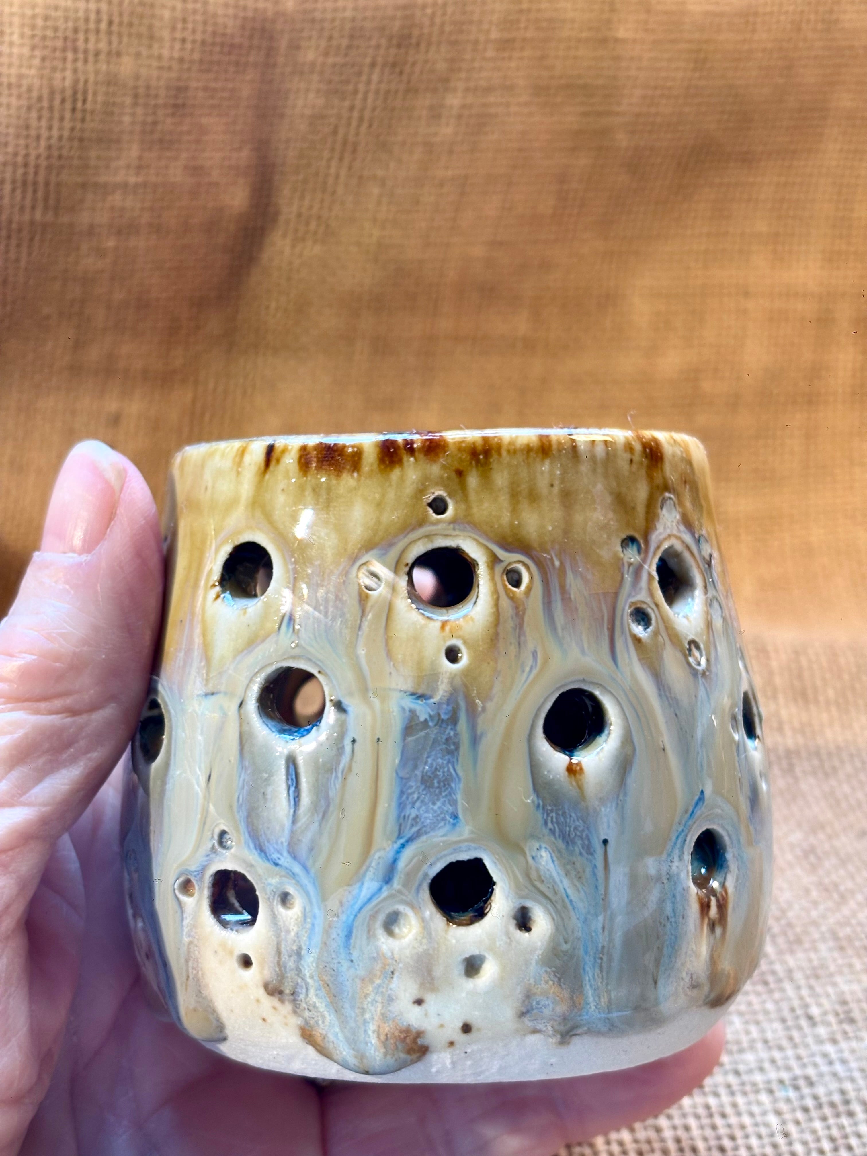 Handmade pottery tea light holders