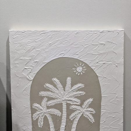Coastal Haven: Handmade Textured Palm Tree Wall Art Original Canvas 60cm x 60cm