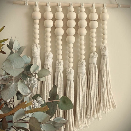 Wooden Beading & Tassels Wall Hanging - Small