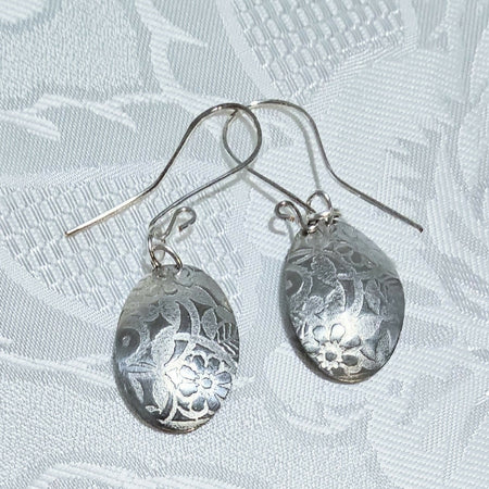 Fine Silver Embossed Disc Earrings #2