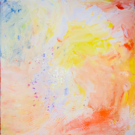 Delicata Abstract Acrylic Canvas Painting by Australian Artist Margo Humphries (30.5x30.5cm)