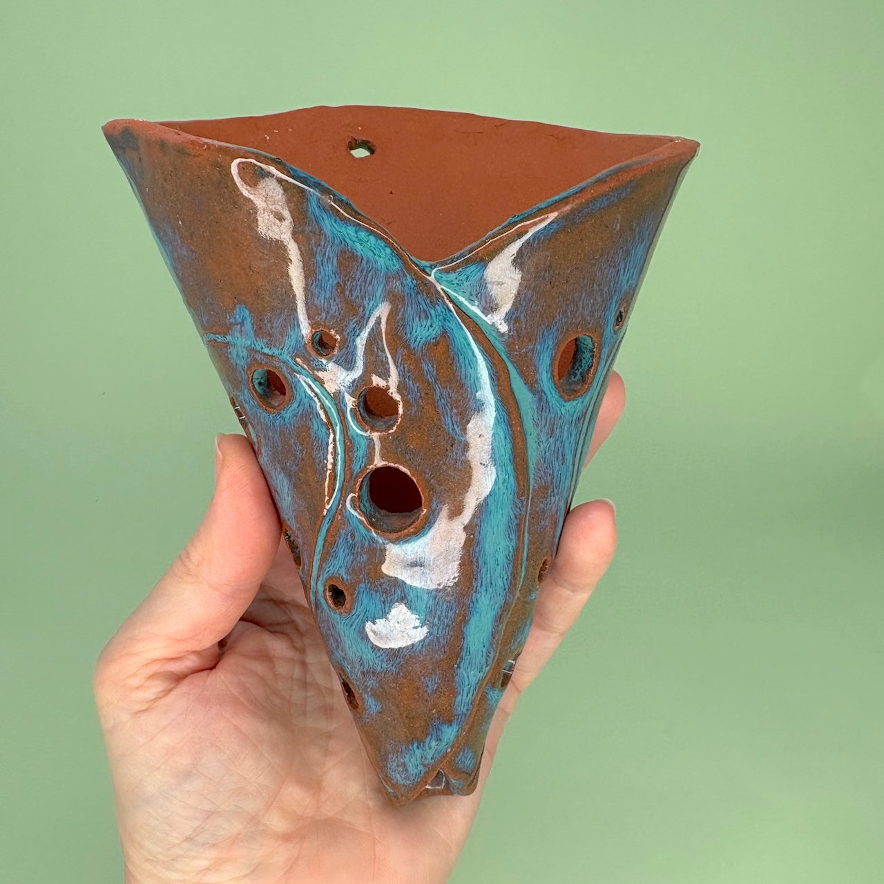 Ceramic wall cone orchid pot