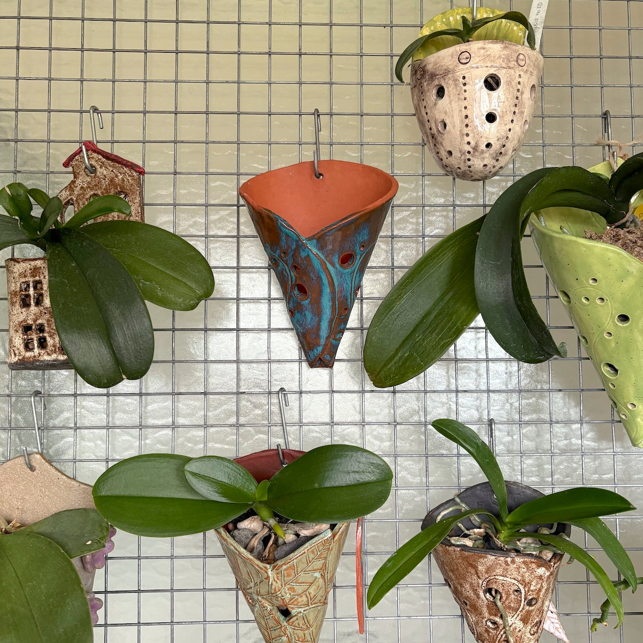 Ceramic wall cone orchid pot