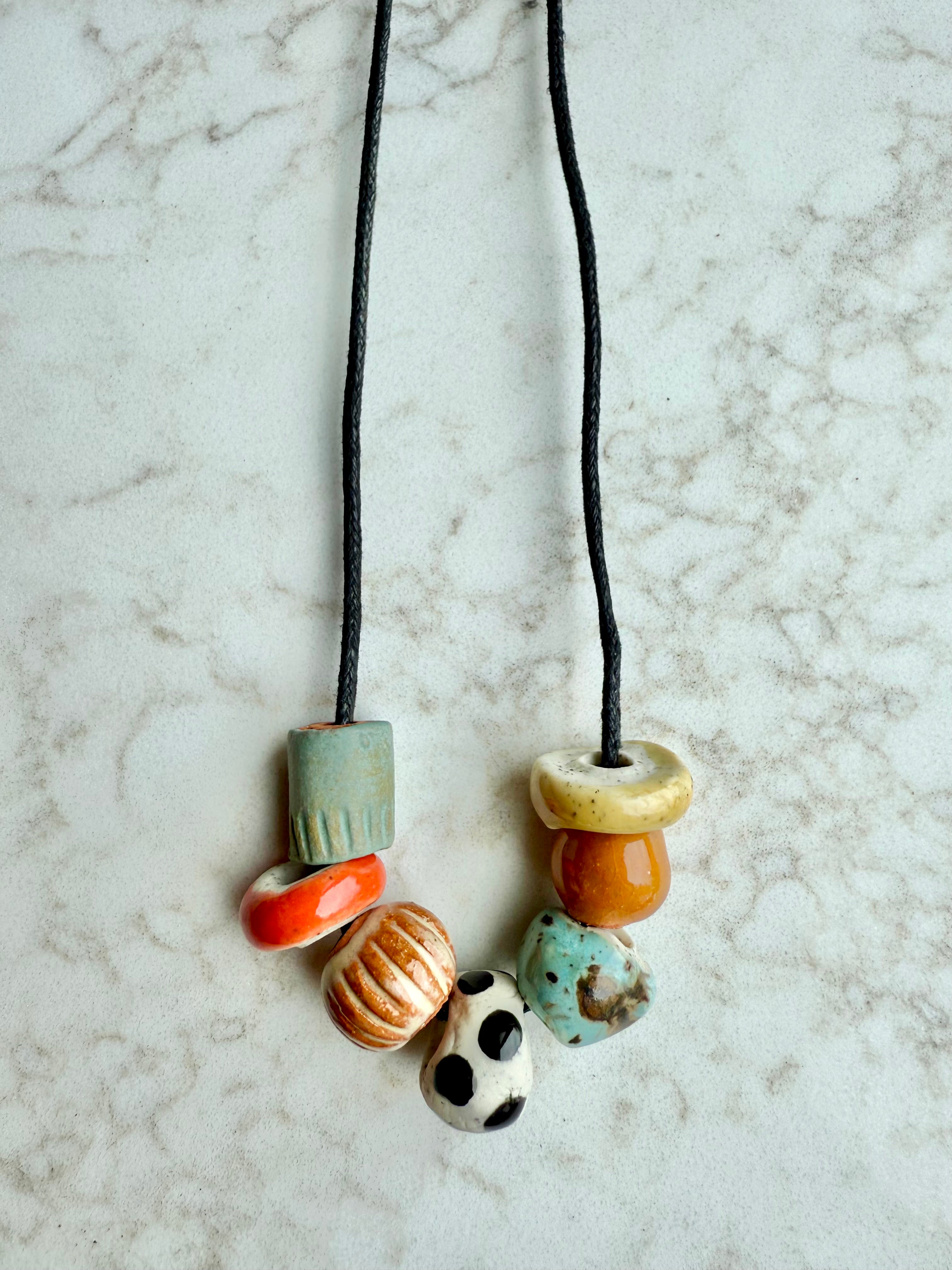 Hand made clay bead necklace