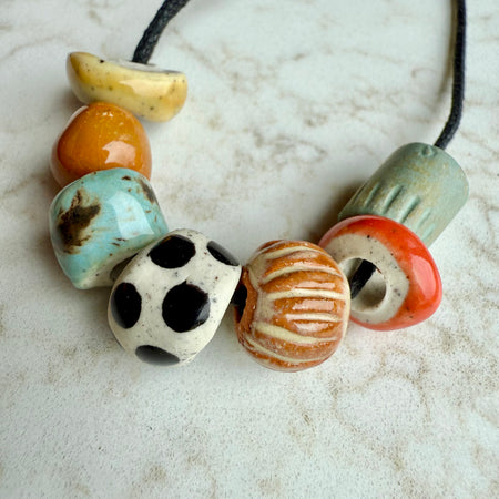 Hand made clay bead necklace