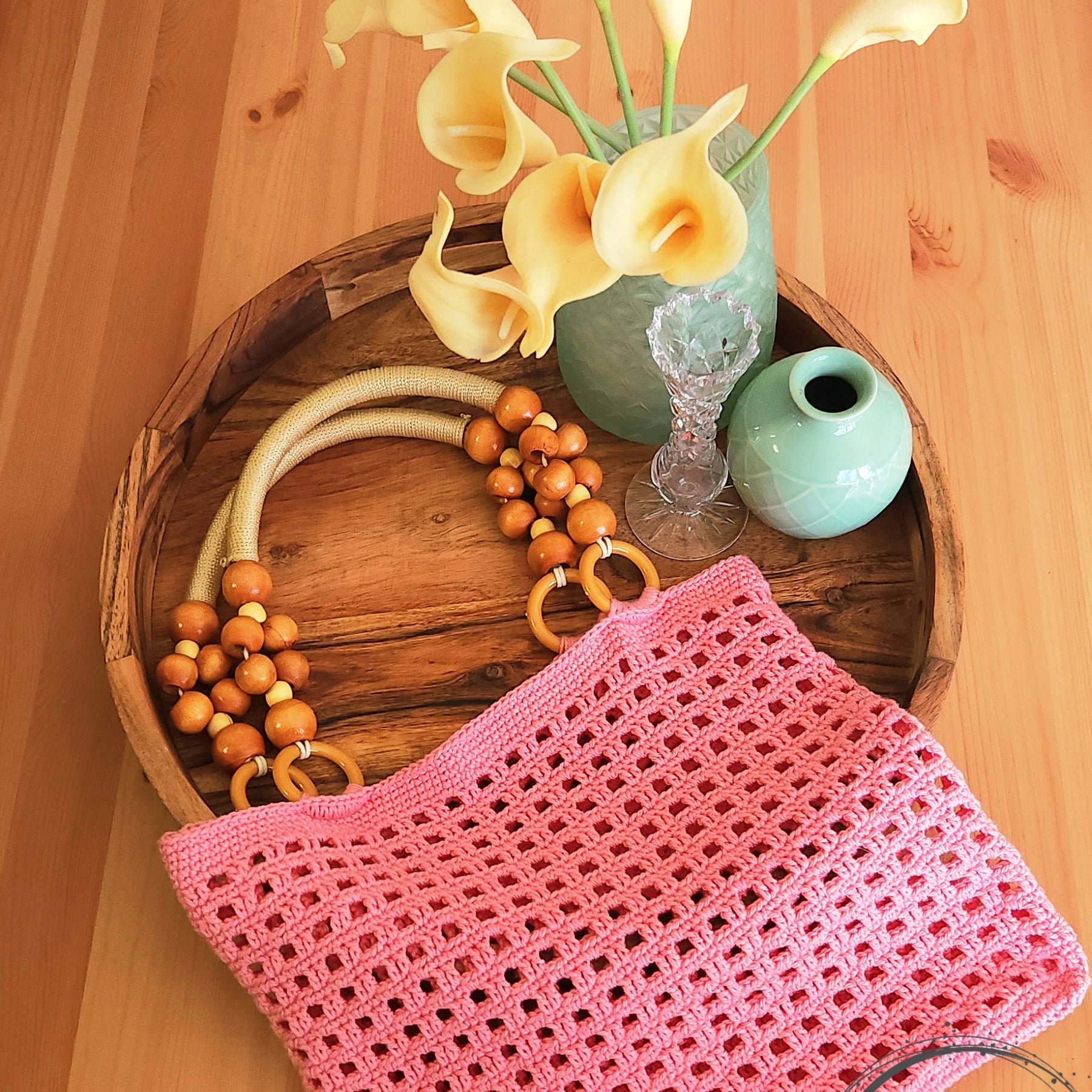 Crochet Market Bags with Beaded Handles