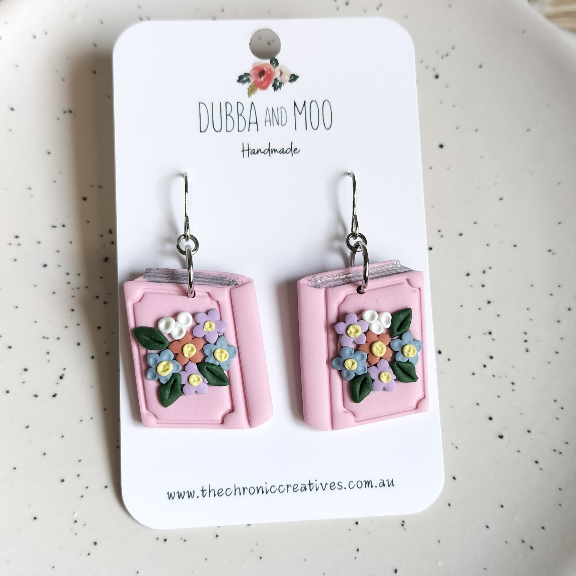 Botanical Floral Book Dangles Polymer Clay - Assorted Styles