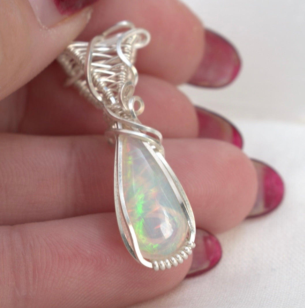 Silent Flame — Ethiopian Opal Wire Wrapped Pendant