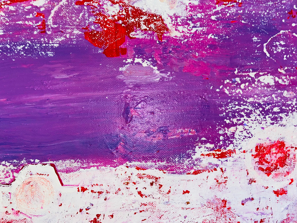 Inverted with Camera Abstract Acrylic Canvas Painting by Australian Artist Margo Humphries (30.5x30.5cm)