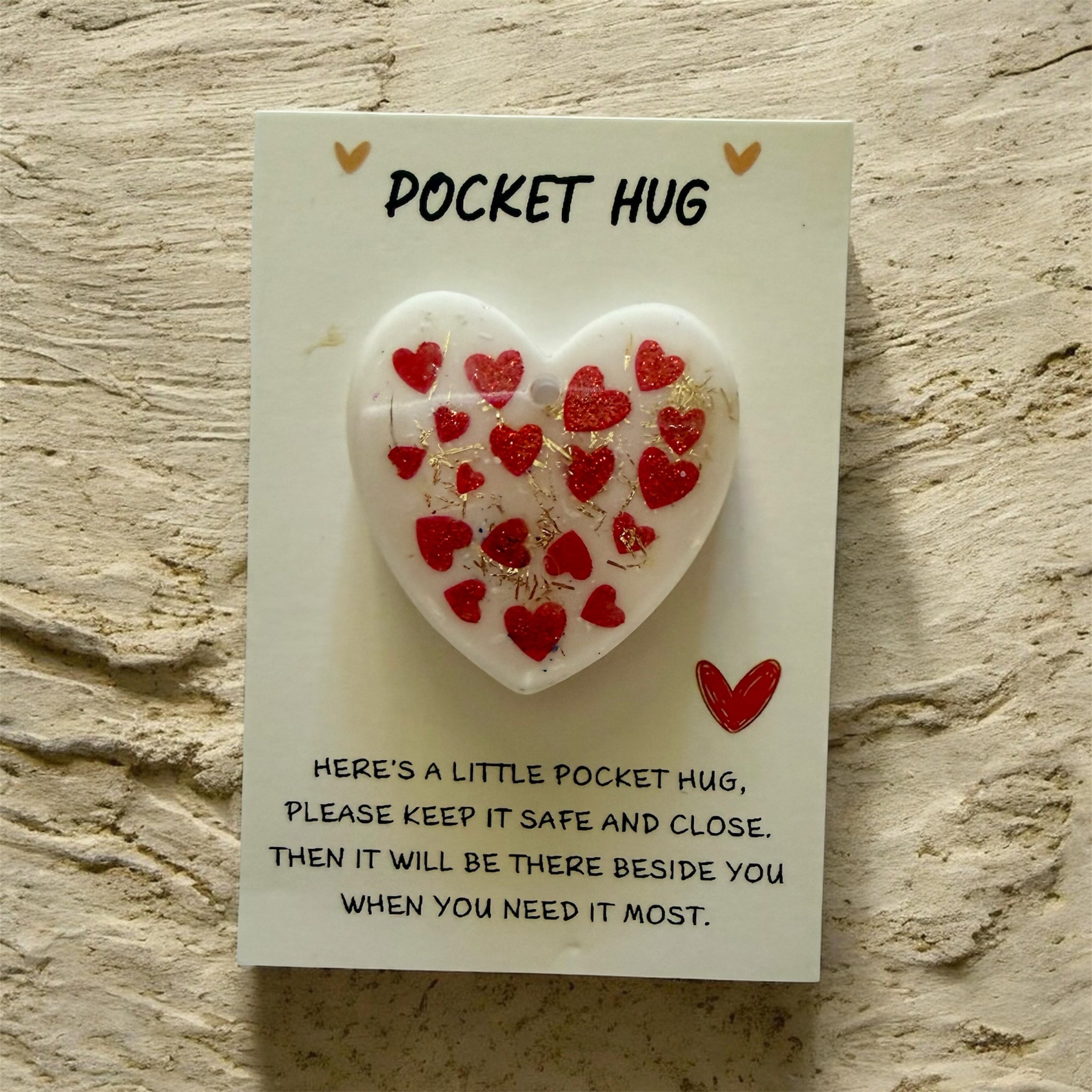 Red Hearts Pocket Hug