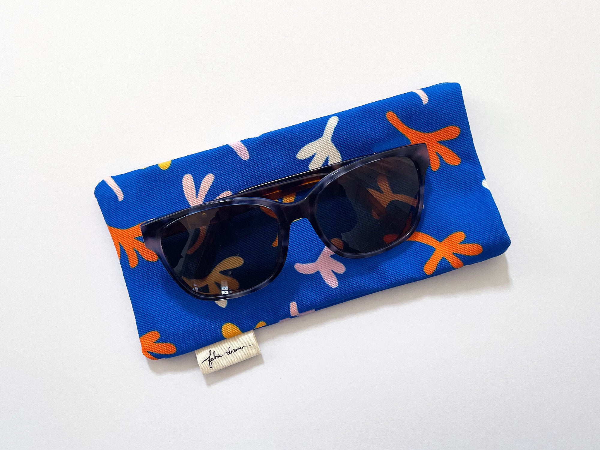 Fabric Glasses, Sunglasses Case, Handmade Pouch - Blue