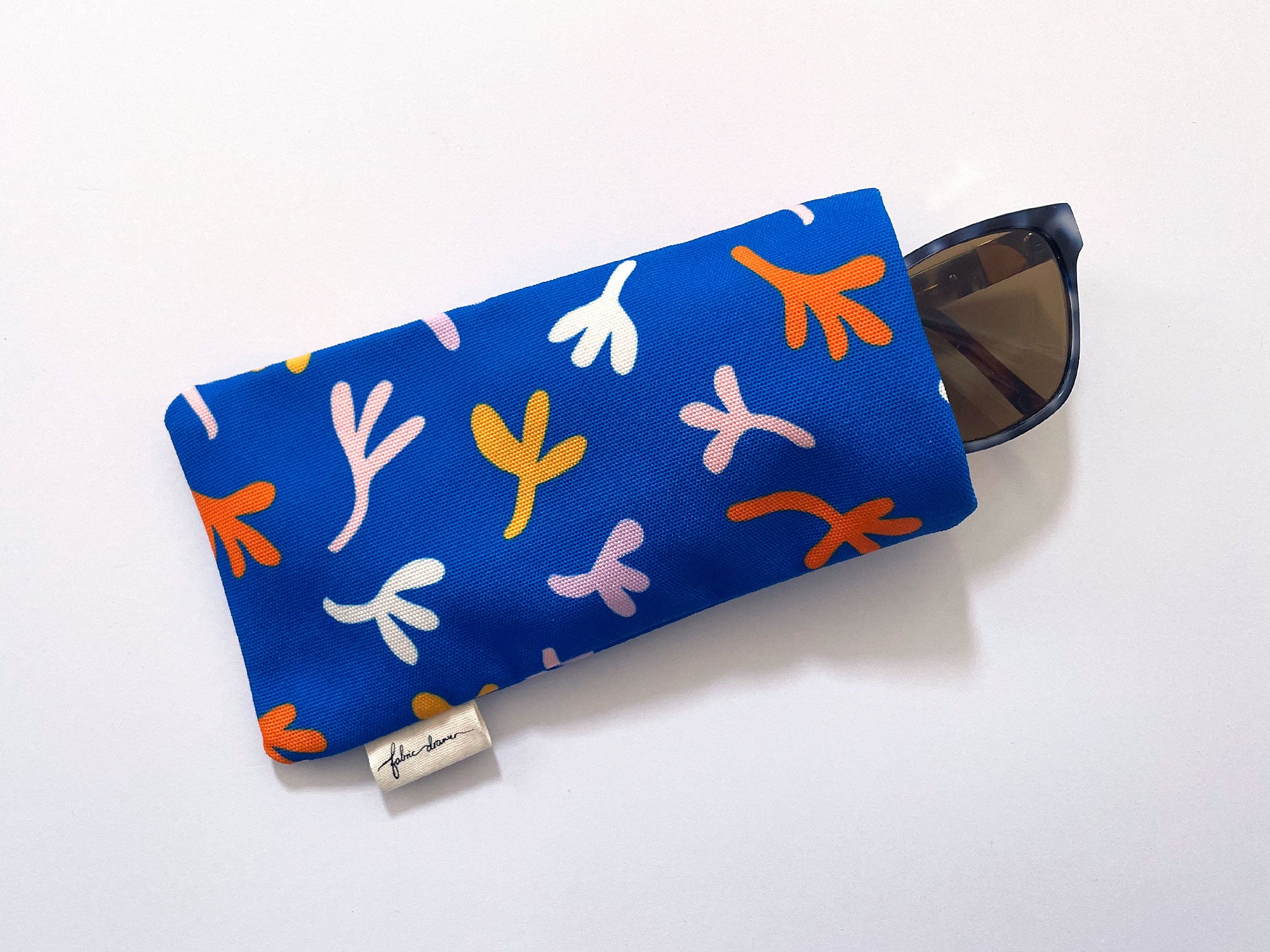Fabric Glasses, Sunglasses Case, Handmade Pouch - Blue