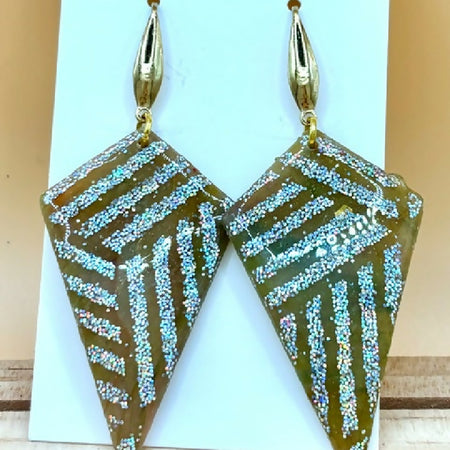 Gold Glitter Stripe Earrings