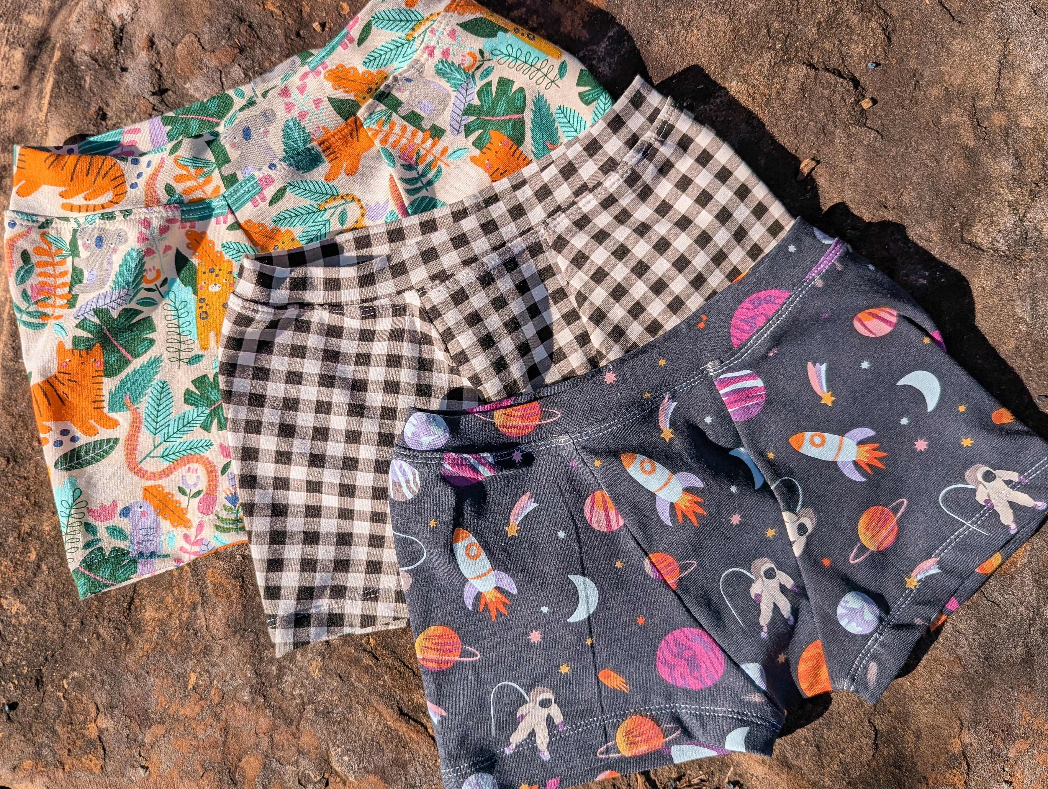 Jungle animals organic trunk underpants for kids sizes 1 to 12 boys