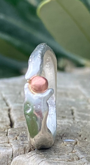 Seed Ring | Sand Cast Sterling Silver with Copper