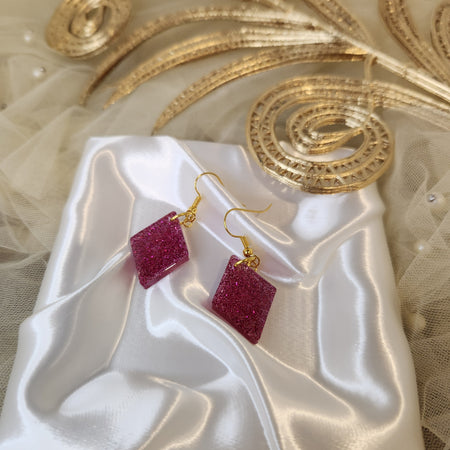 Pink sparkly diamond earrings