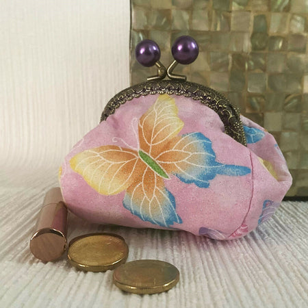 Little Dumpling Purse - pink glitter butterflies