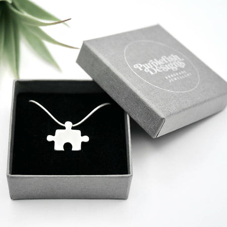 Limited Edition - Puzzle - Handmade Sterling Silver Jigsaw Puzzle Pendant with Snake Chain