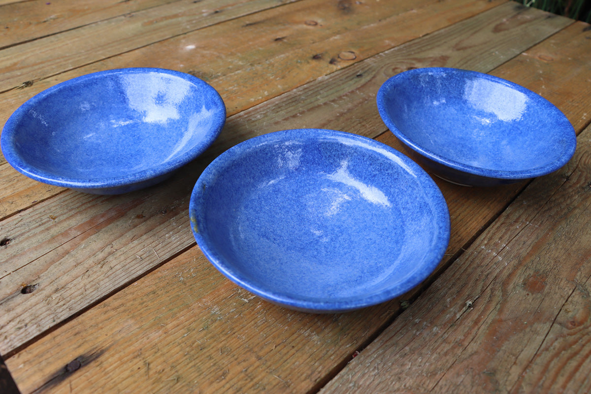 Speckled Blue Stoneware Bowl: High Fired Ceramic