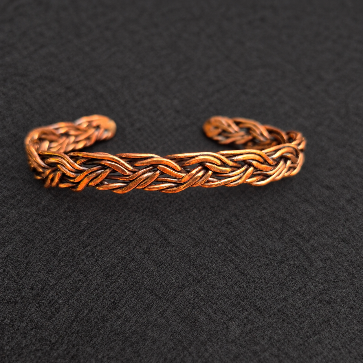 Handmade Intricate Braided Copper Cuff Bracelet B011