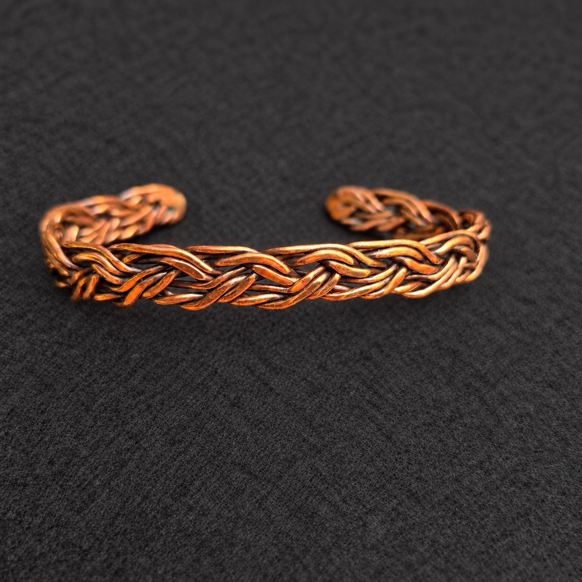 Handmade Intricate Braided Copper Cuff Bracelet B011